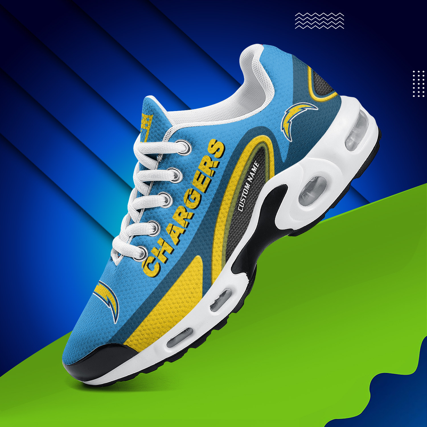 Los Angeles Chargers Personalized Name Team Logo Mix Colors Oval Line Air Max Shoes Air Cushion Sneakers 1 Los Angeles Chargers Personalized Name Team Logo Mix Colors Oval Line Air Max Shoes Air Cushion Sneakers