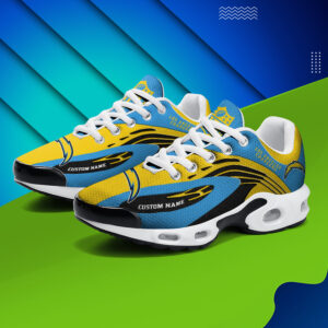 Los Angeles Chargers Personalized Name Team Logo Mix Colors Wave Line Air Max Shoes Air Cushion Sneakers