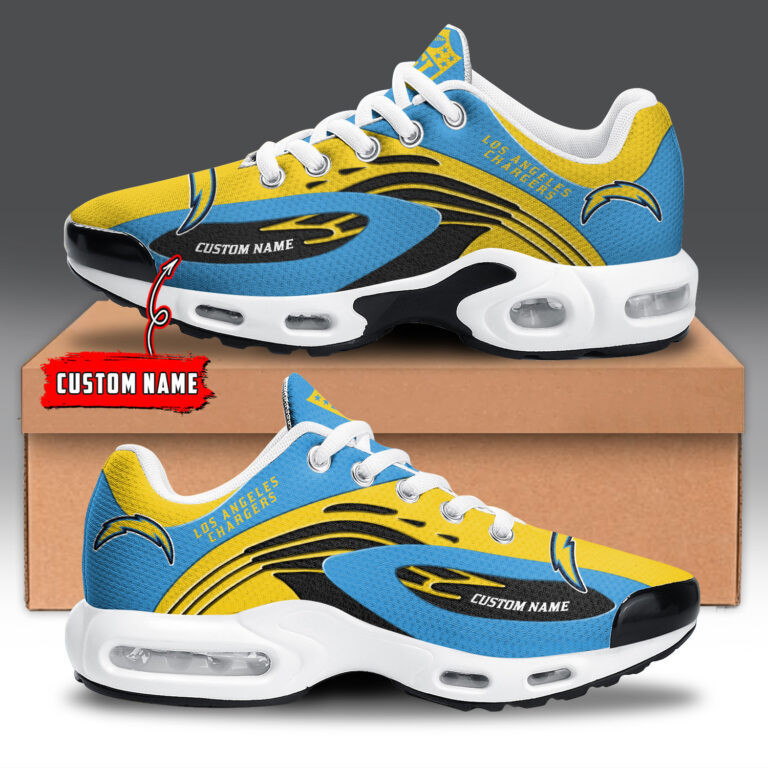 Los Angeles Chargers Personalized Name Team Logo Mix Colors Wave Line Shoes Air Cushion Sneakers 1 Los Angeles Chargers Personalized Name Team Logo Mix Colors Wave Line Shoes Air Cushion Sneakers
