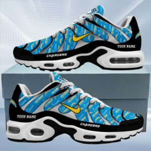 Los Angeles Chargers Personalized Name Team Mix Colors V5 Air Max Shoes Air Cushion Sneakers