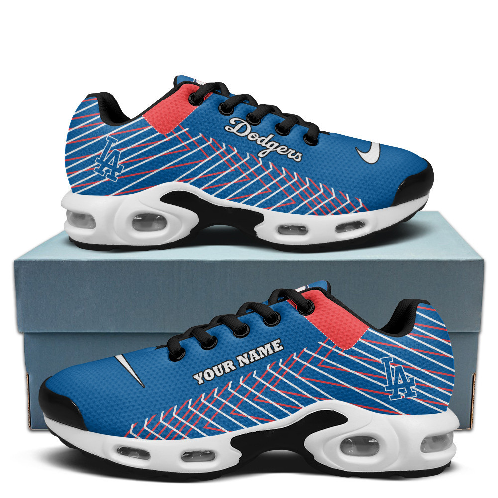 Los Angeles Dodgers Personalized Name Team Colors Jagged Lines Air Max Shoes Air Cushion Sneakers 1 Los Angeles Dodgers Personalized Name Team Colors Jagged Lines Air Max Shoes Air Cushion Sneakers
