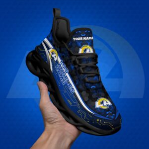 Los Angeles Rams Black Clunky Sneakers Custom Name, Max Soul Shoes, Sport Gifts