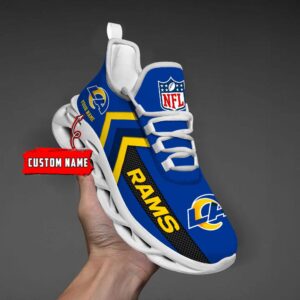 Los Angeles Rams Black Max Soul Shoes 2025 Versions Custom Name 638