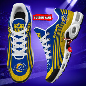 Los Angeles Rams Personalized Name Team Colors Wave Lines Air Max Shoes Air Cushion Sneakers