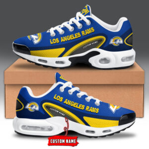 Los Angeles Rams Personalized Name Team Logo Mix Colors Oval Line Air Max Shoes Air Cushion Sneakers