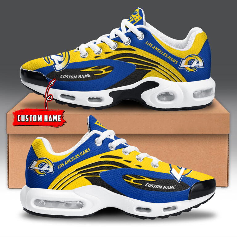 Los Angeles Rams Personalized Name Team Logo Mix Colors Wave Line Air Max Shoes Air Cushion Sneakers 1 Los Angeles Rams Personalized Name Team Logo Mix Colors Wave Line Air Max Shoes Air Cushion Sneakers