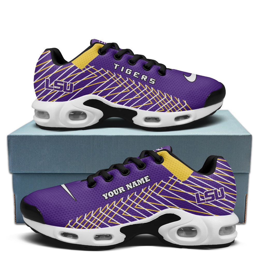 Lsu Personalized Name Team Colors Jagged Lines Shoes Air Cushion Sneakers 1 Lsu Personalized Name Team Colors Jagged Lines Shoes Air Cushion Sneakers
