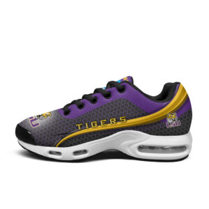 Lsu Personalized Name Team Colors Wave Line Beehive Pattern Air Max Shoes Air Cushion Sneakers