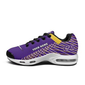Lsu Tigers Personalized Name Team Colors Jagged Lines Air Max Shoes Air Cushion Sneakers