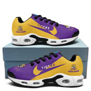 Lsu Tigers Personalized Name Team Logo Wings Of God Pattern Air Max Shoes Air Cushion Sneakers