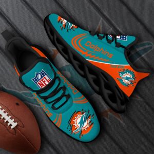 Miami Dolphins Black Max Soul Shoes 2025 Versions Custom Name 003