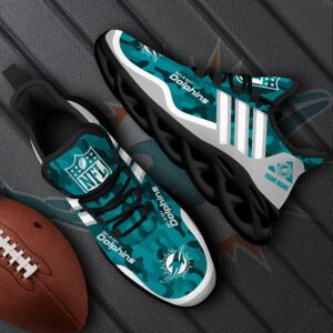 Miami Dolphins Black Max Soul Shoes 2025 Versions Custom Name 430