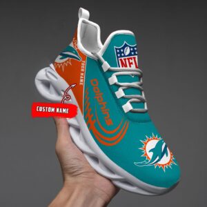 Miami Dolphins Black Max Soul Shoes 2025 Versions Custom Name 630