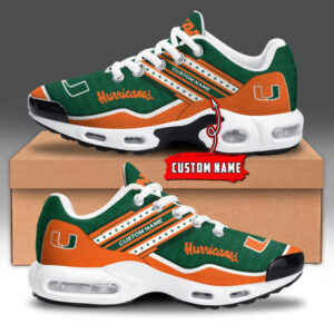 Miami Hurricanes Personalized Name Team Logo Mix Colors Star Line Shoes Air Cushion Sneakers