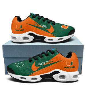 Miami Hurricanes Personalized Name Team Logo Wings Of God Pattern Air Max Shoes Air Cushion Sneakers