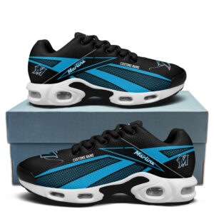 Miami Marlins Personalized Name Team Colors Supersonic Line Pattern Shoes Air Cushion Sneakers