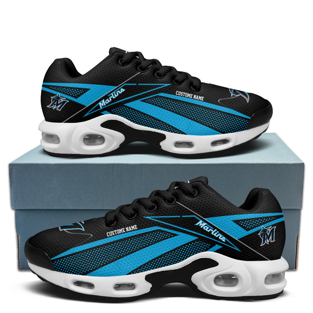 Miami Marlins Personalized Name Team Colors Supersonic Line Pattern Shoes Air Cushion Sneakers 1 Miami Marlins Personalized Name Team Colors Supersonic Line Pattern Shoes Air Cushion Sneakers