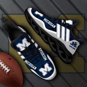 Michigan Wolverines Black Max Soul Shoes 2025 Versions Custom Name 466