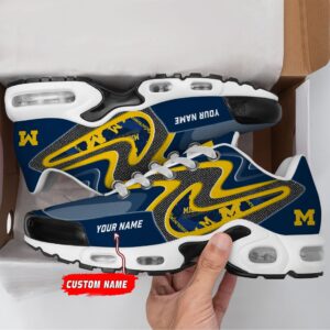 Michigan Wolverines Personalized Name Team Checkmark Logo Mix Colors Stitch Line Shoes Air Cushion Sneakers