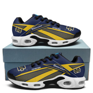 Michigan Wolverines Personalized Name Team Colors Supersonic Line Pattern Shoes Air Cushion Sneakers
