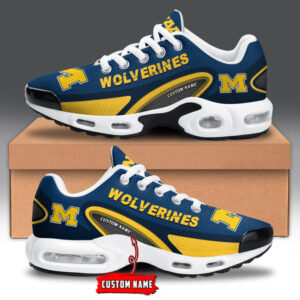 Michigan Wolverines Personalized Name Team Logo Mix Colors Oval Line Shoes Air Cushion Sneakers