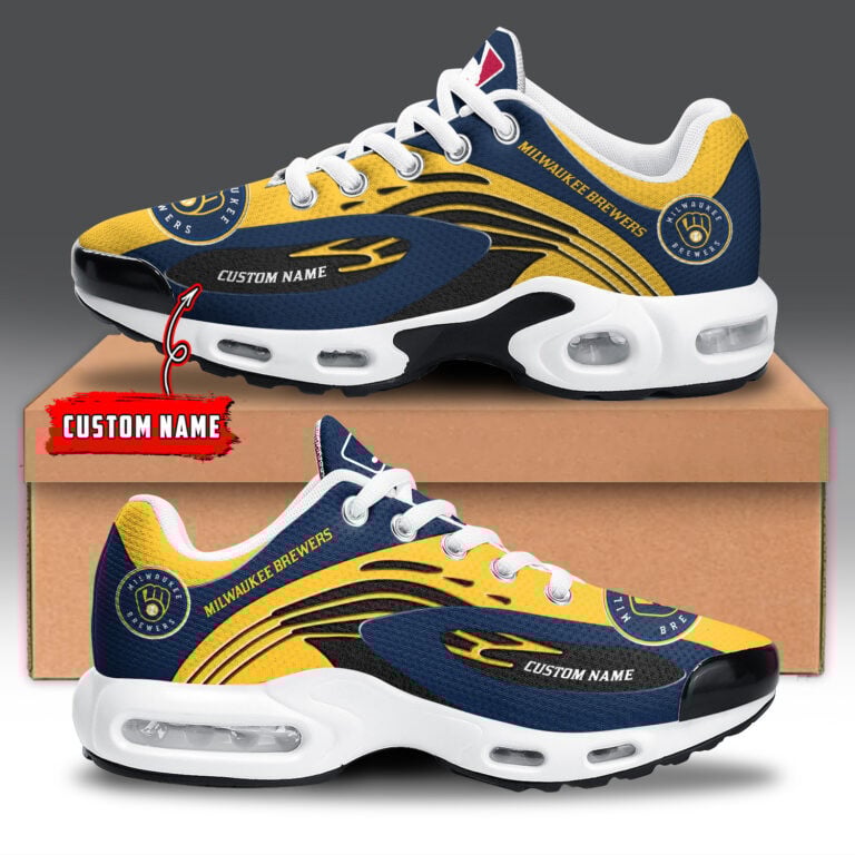 Milwaukee Brewers Personalized Name Team Logo Mix Colors Wave Line Air Max Shoes Air Cushion Sneakers 1 Milwaukee Brewers Personalized Name Team Logo Mix Colors Wave Line Air Max Shoes Air Cushion Sneakers