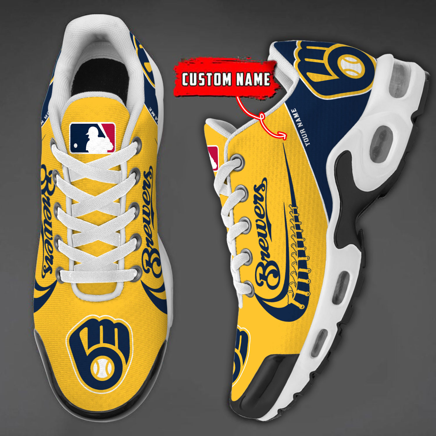 Milwaukee Brewers Team Logo Baseball God Wings Air Max Shoes Sneaker 1 Milwaukee Brewers Team Logo Baseball God Wings Air Max Shoes Sneaker