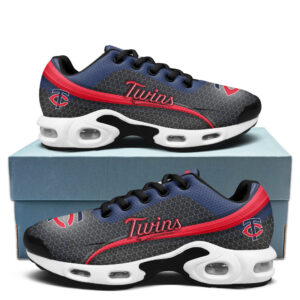 Minnesota Twins Personalized Name Team Colors Wave Line Beehive Pattern Air Max Shoes Air Cushion Sneakers
