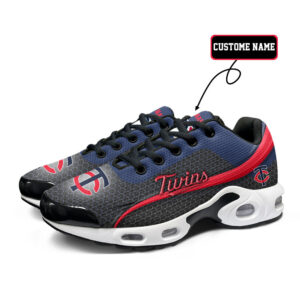 Minnesota Twins Personalized Name Team Colors Wave Line Beehive Pattern Air Max Shoes Air Cushion Sneakers