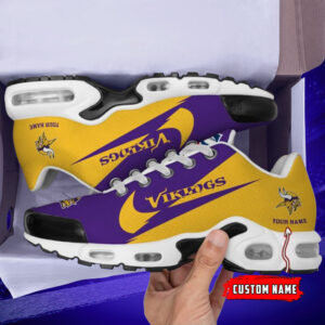 Minnesota Vikings Custom Name Purple/yellow Air Max Shoes Air Cushion Sneakers