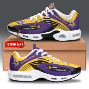 Minnesota Vikings Personalized Name Team Logo Mix Colors Wave Line Air Max Shoes Air Cushion Sneakers