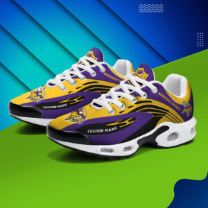 Minnesota Vikings Personalized Name Team Logo Mix Colors Wave Line Air Max Shoes Air Cushion Sneakers