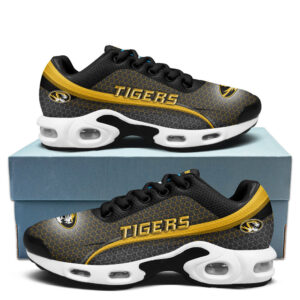 Missouri Personalized Name Team Colors Wave Line Beehive Pattern Shoes Air Cushion Sneakers
