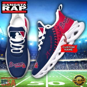 Major League Baseball Atlanta Braves Unique Design Custom Name Air Max Shoes Air Cushion Sneakers