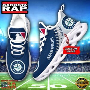 Major League Baseball Seattle Mariners Unique Design Custom Name Air Max Shoes Air Cushion Sneakers