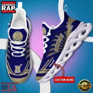 NCAA Navy Midshipmen Custom Name Air Max Shoes Air Cushion Sneakers