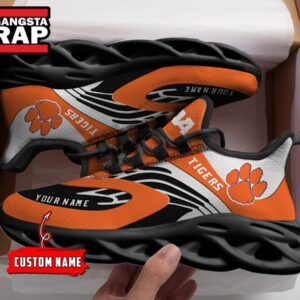 NCAA Clemson Tigers Sport Logo Team Custom Name Air Max Shoes Air Cushion Sneakers