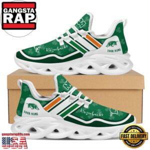 NCAA Custom Name Arkansas Razorbacks Logo Saint Patrick'S Day Unique Air Max Shoes Air Cushion Sneakers
