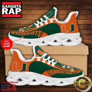 NCAA Custom Name Miami Hurricanes Sneaker Unique Air Max Shoes Air Cushion Sneakers