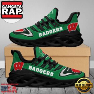 NCAA Custom Name Wisconsin Badgers Saint Patrick'S Day Unique Air Max Shoes Air Cushion Sneakers