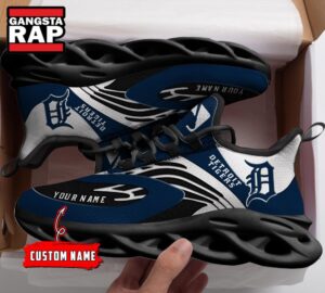 NCAA Detroit Tigers Sport Logo Team Custom Name Air Max Shoes Air Cushion Sneakers