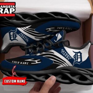NCAA Detroit Tigers Sport Logo Team Custom Name Air Max Shoes Air Cushion Sneakers