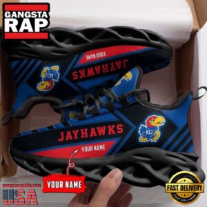 NCAA [Hot Sale] Kansas Jayhawks Custom Name Unique Air Max Shoes Air Cushion Sneakers