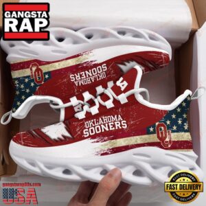 NCAA [Hot Sale] Oklahoma Sooners American Flag Unique Air Max Shoes Air Cushion Sneakers