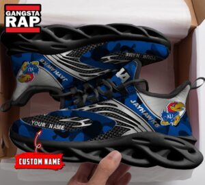 NCAA Kansas Jayhawks Sport Logo Team Custom Name Air Max Shoes Air Cushion Sneakers