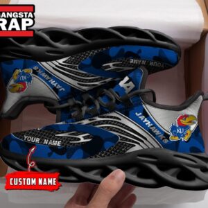 NCAA Kansas Jayhawks Sport Logo Team Custom Name Air Max Shoes Air Cushion Sneakers