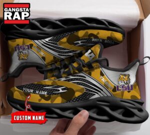 NCAA LSU Tigers Sport Logo Team Custom Name Air Max Shoes Air Cushion Sneakers