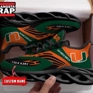 NCAA Miami Hurricanes Sport Logo Team Custom Name Air Max Shoes Air Cushion Sneakers
