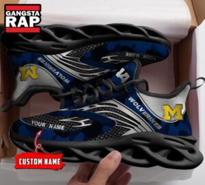 NCAA Michigan Wolverines Sport Logo Team Custom Name Air Max Shoes Air Cushion Sneakers