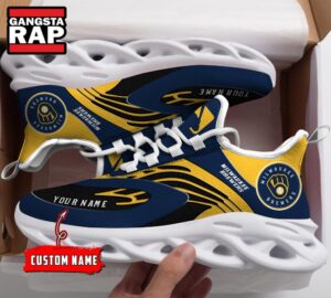 NCAA Milwaukee Brewers Sport Logo Team Custom Name Air Max Shoes Air Cushion Sneakers